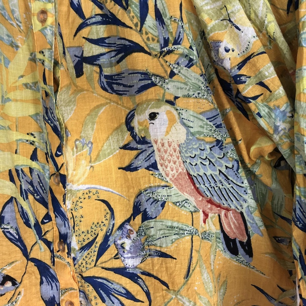 Maeve Anthropologie Blouse Womens Medium Yellow Tropical Parrot Print Boho Top - Picture 4 of 12